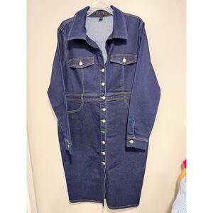 NWT Forever 21 Denim Button-Front Midi Dress 1x